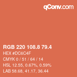 カラーコード: RGB 220 108.8 79.4 | qconv.com