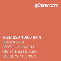 カラーコード: RGB 220 108.8 84.4 | qconv.com