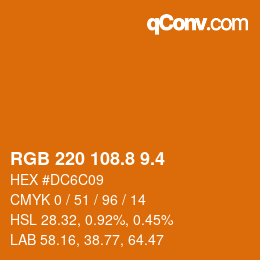 カラーコード: RGB 220 108.8 9.4 | qconv.com