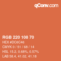 カラーコード: RGB 220 108 70 | qconv.com