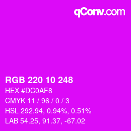 カラーコード: RGB 220 10 248 | qconv.com