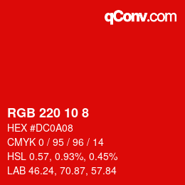Color code: RGB 220 10 8 | qconv.com