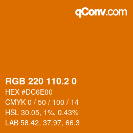 カラーコード: RGB 220 110.2 0 | qconv.com