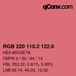 カラーコード: RGB 220 110.2 122.6 | qconv.com