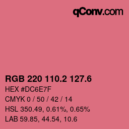 カラーコード: RGB 220 110.2 127.6 | qconv.com