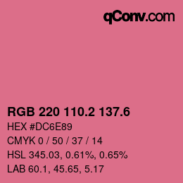 カラーコード: RGB 220 110.2 137.6 | qconv.com