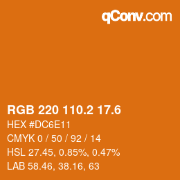 カラーコード: RGB 220 110.2 17.6 | qconv.com