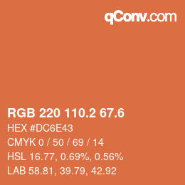 カラーコード: RGB 220 110.2 67.6 | qconv.com