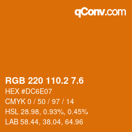カラーコード: RGB 220 110.2 7.6 | qconv.com