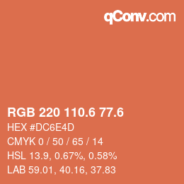 カラーコード: RGB 220 110.6 77.6 | qconv.com
