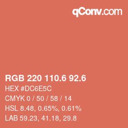 カラーコード: RGB 220 110.6 92.6 | qconv.com
