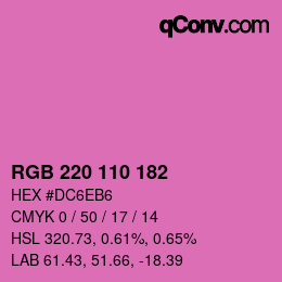 Color code: RGB 220 110 182 | qconv.com