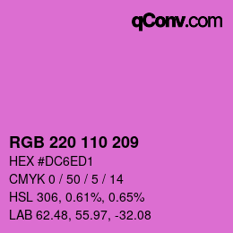Color code: RGB 220 110 209 | qconv.com