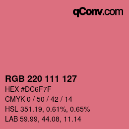 Color code: RGB 220 111 127 | qconv.com