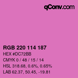カラーコード: RGB 220 114 187 | qconv.com