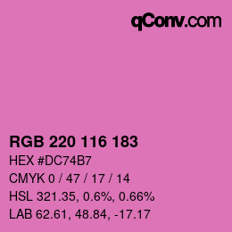 颜色代码: RGB 220 116 183 | qconv.com