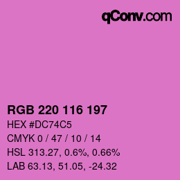 Color code: RGB 220 116 197 | qconv.com