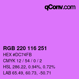Color code: RGB 220 116 251 | qconv.com