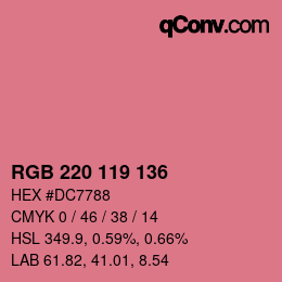 Farbcode: RGB 220 119 136 | qconv.com