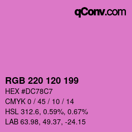 カラーコード: RGB 220 120 199 | qconv.com