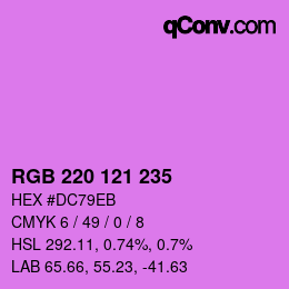 Color code: RGB 220 121 235 | qconv.com