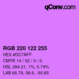 颜色代码: RGB 220 122 255 | qconv.com