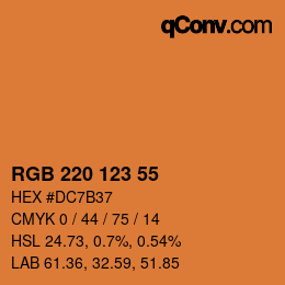 Color code: RGB 220 123 55 | qconv.com