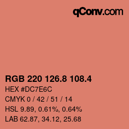 カラーコード: RGB 220 126.8 108.4 | qconv.com