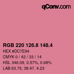 カラーコード: RGB 220 126.8 148.4 | qconv.com