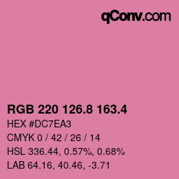 カラーコード: RGB 220 126.8 163.4 | qconv.com