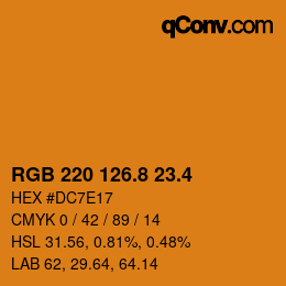カラーコード: RGB 220 126.8 23.4 | qconv.com