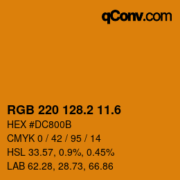 カラーコード: RGB 220 128.2 11.6 | qconv.com