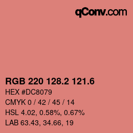 カラーコード: RGB 220 128.2 121.6 | qconv.com