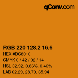 カラーコード: RGB 220 128.2 16.6 | qconv.com