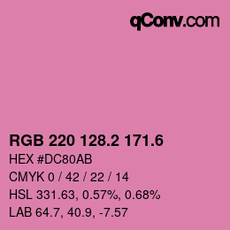 カラーコード: RGB 220 128.2 171.6 | qconv.com