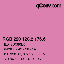カラーコード: RGB 220 128.2 176.6 | qconv.com