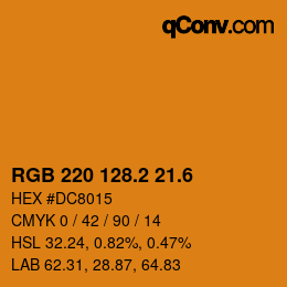 カラーコード: RGB 220 128.2 21.6 | qconv.com