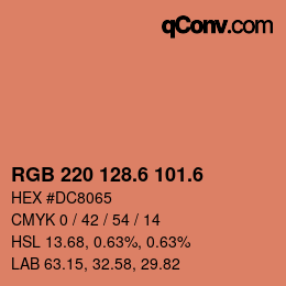 カラーコード: RGB 220 128.6 101.6 | qconv.com
