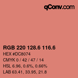 カラーコード: RGB 220 128.6 116.6 | qconv.com