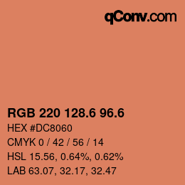 カラーコード: RGB 220 128.6 96.6 | qconv.com