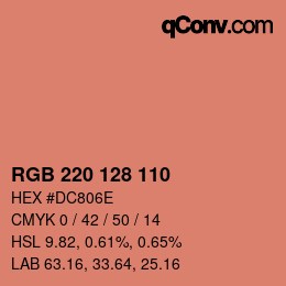 カラーコード: RGB 220 128 110 | qconv.com