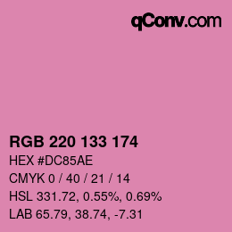 Farbcode: RGB 220 133 174 | qconv.com