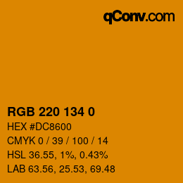 Color code: RGB 220 134 0 | qconv.com