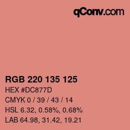 Color code: RGB 220 135 125 | qconv.com