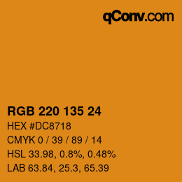 颜色代码: RGB 220 135 24 | qconv.com