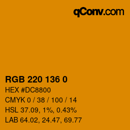 Color code: RGB 220 136 0 | qconv.com