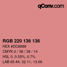 Color code: RGB 220 136 136 | qconv.com