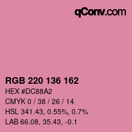 カラーコード: RGB 220 136 162 | qconv.com