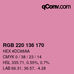 Color code: RGB 220 136 170 | qconv.com