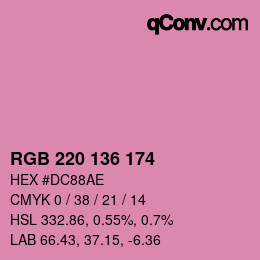 Color code: RGB 220 136 174 | qconv.com